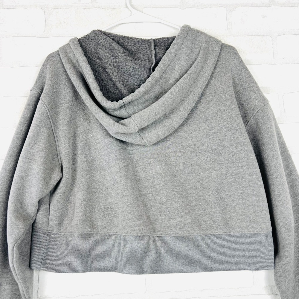 Gray Cropped Hoodie Drawstring Pullover Long Sleeve Casual Comfy xS - Picture 5 of 12